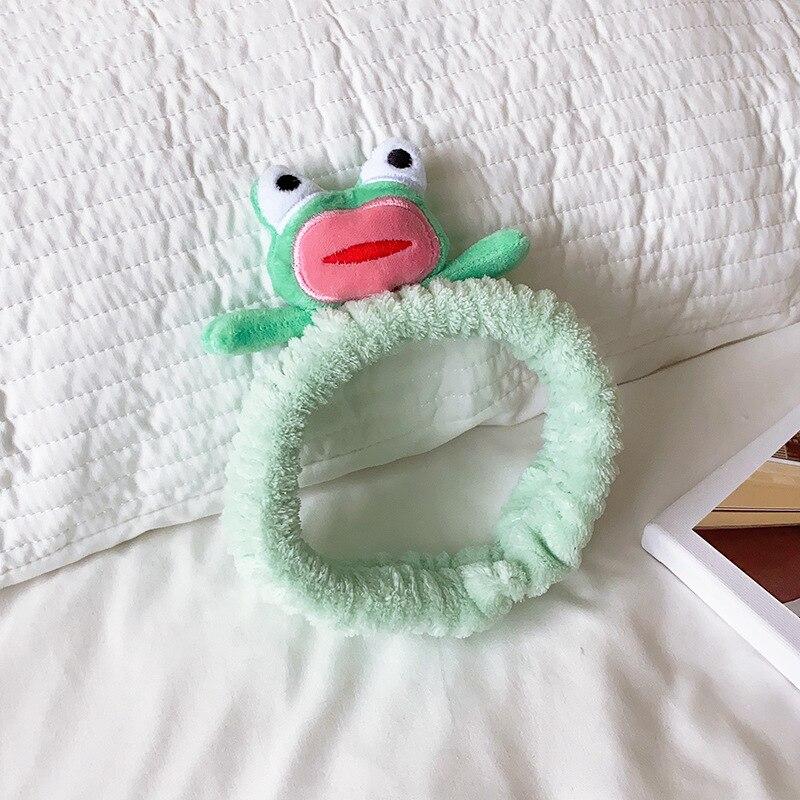 Мультяшные большие глаза лягушки, плюшевые обручи для волос с бантом для женщин, сладкий макияж, повязка для волос, повязка на голову, аксессуары для волос для девочек, корейские головные уборы