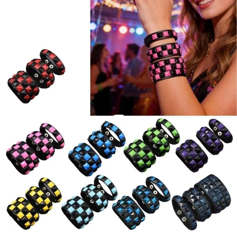 Vintage Big Wide Bracelet Contrasting Gothic Punk Bracelet Rivets Leather Wristband  Male Female