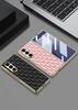 Trendy Prismatic Plain Leather Electroplated Bezel Glass Protector Case for Samsung Galaxy Z Fold 7 Fold7 Lens Protect Cover
