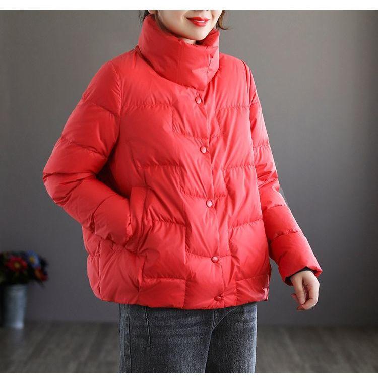 Осенне-зимняя ретро-стойка с воротником, женская пуховая хлопковая парка, женское свободное теплое пальто