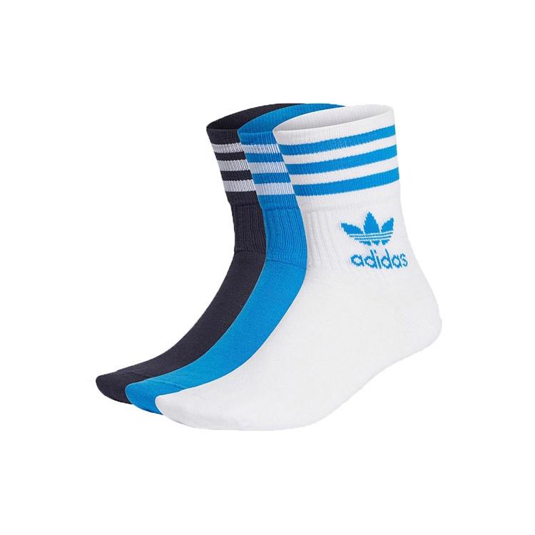 adidas originals Unisex Mid Cut Crw Socks 3 Packs White/Blue/Black H32334
