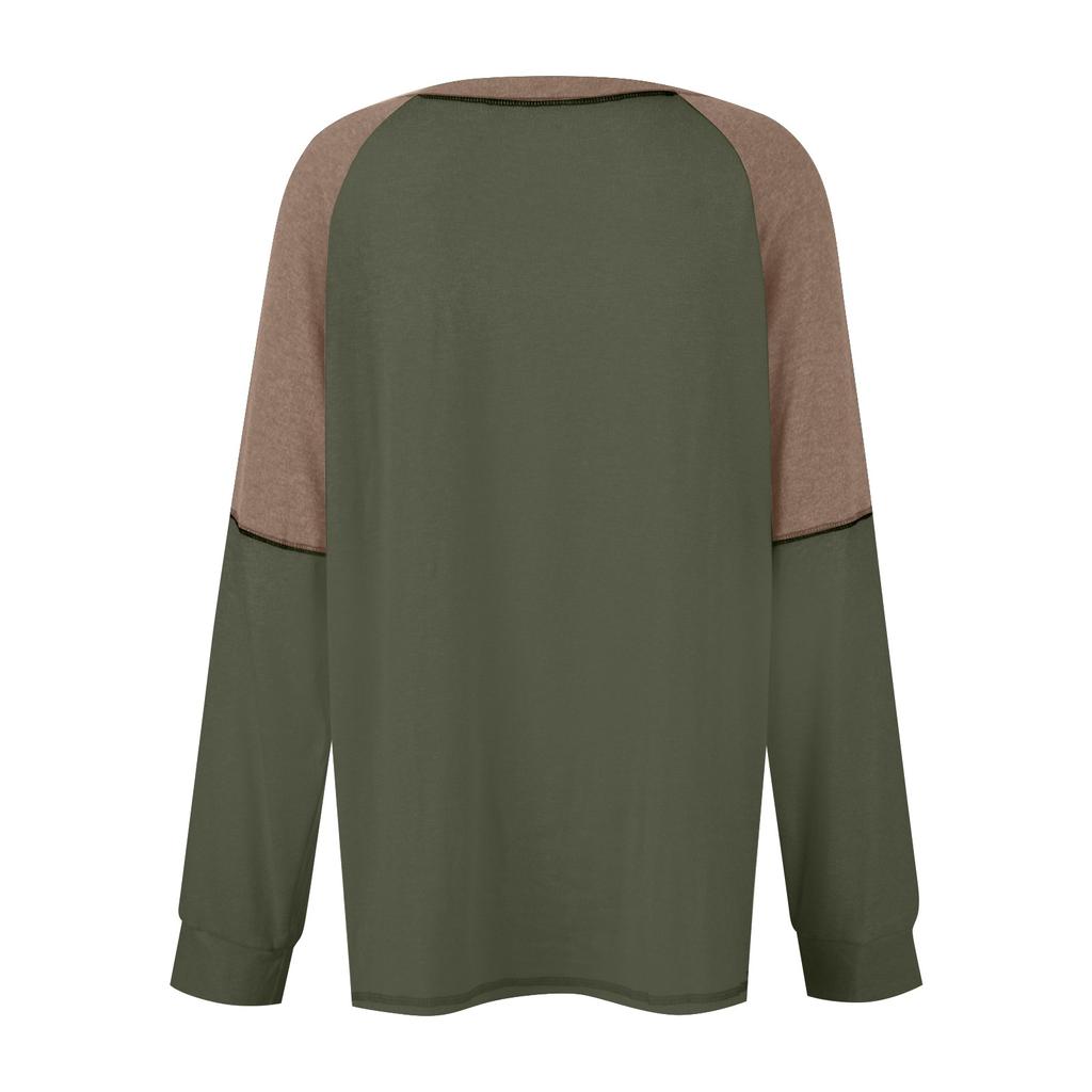 Женская осенне-зимняя повседневная свободная футболка с длинным рукавом и круглым вырезом