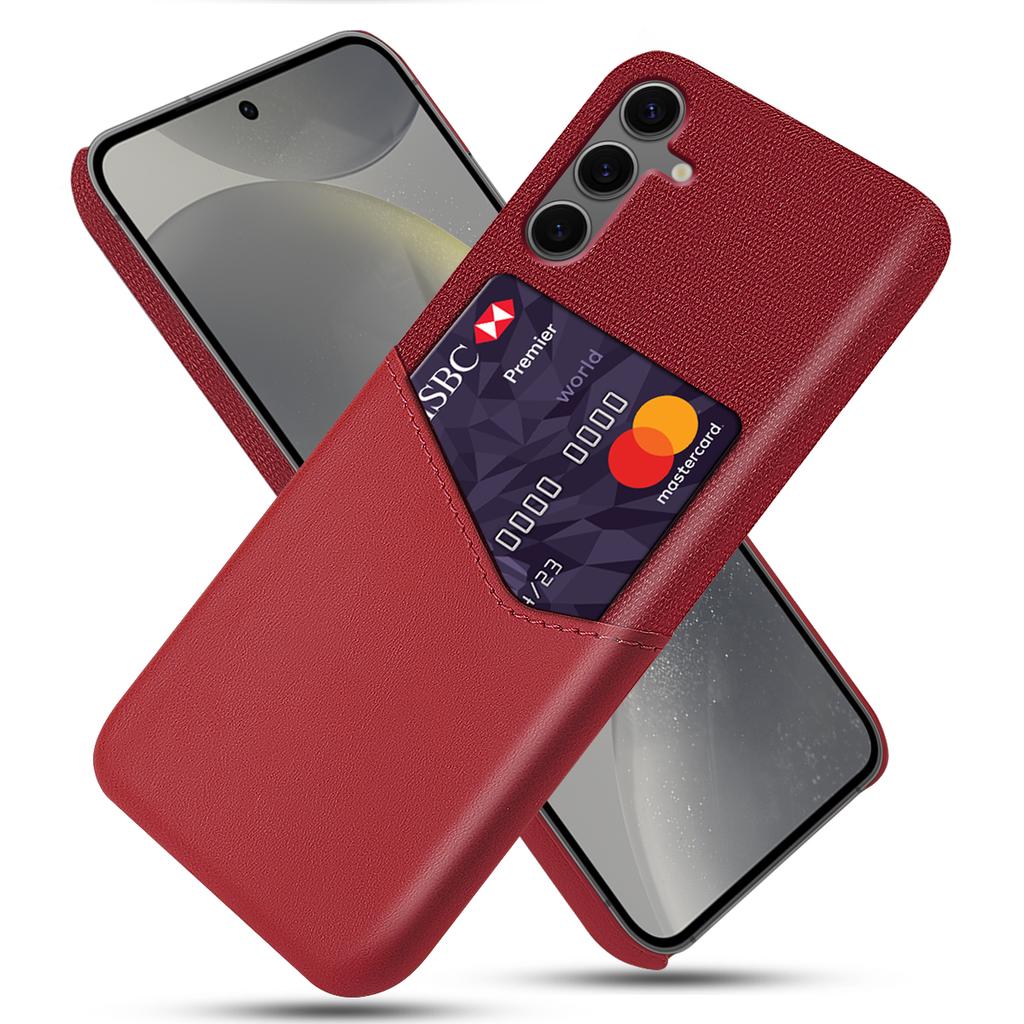 Для Samsung Galaxy S24 FE Чехол Тканевая текстура Искусственная кожа Жесткий ПК Слот для карт Чехол для телефона
