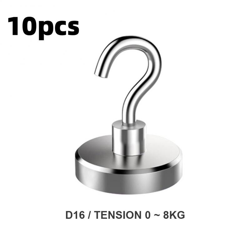 10 шт. Магнитные крючки D10 D12 D16 Многофункциональный магнитный крючок Сверхпрочные настенные крючки Вешалка Суперсильный неодимовый магнитный крючок Новый