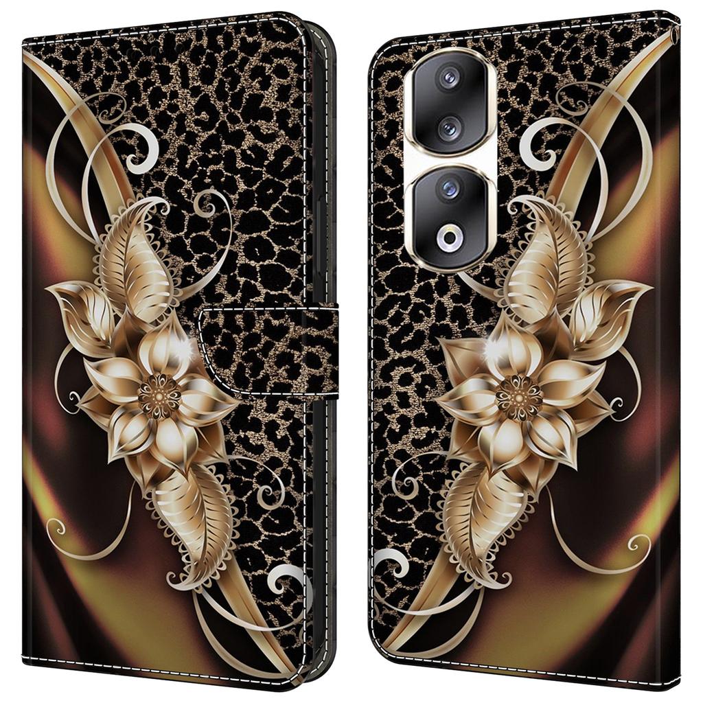 For Honor 90 Pro Case PU Leather Card Slots Phone Back Cover Pattern Printing Design