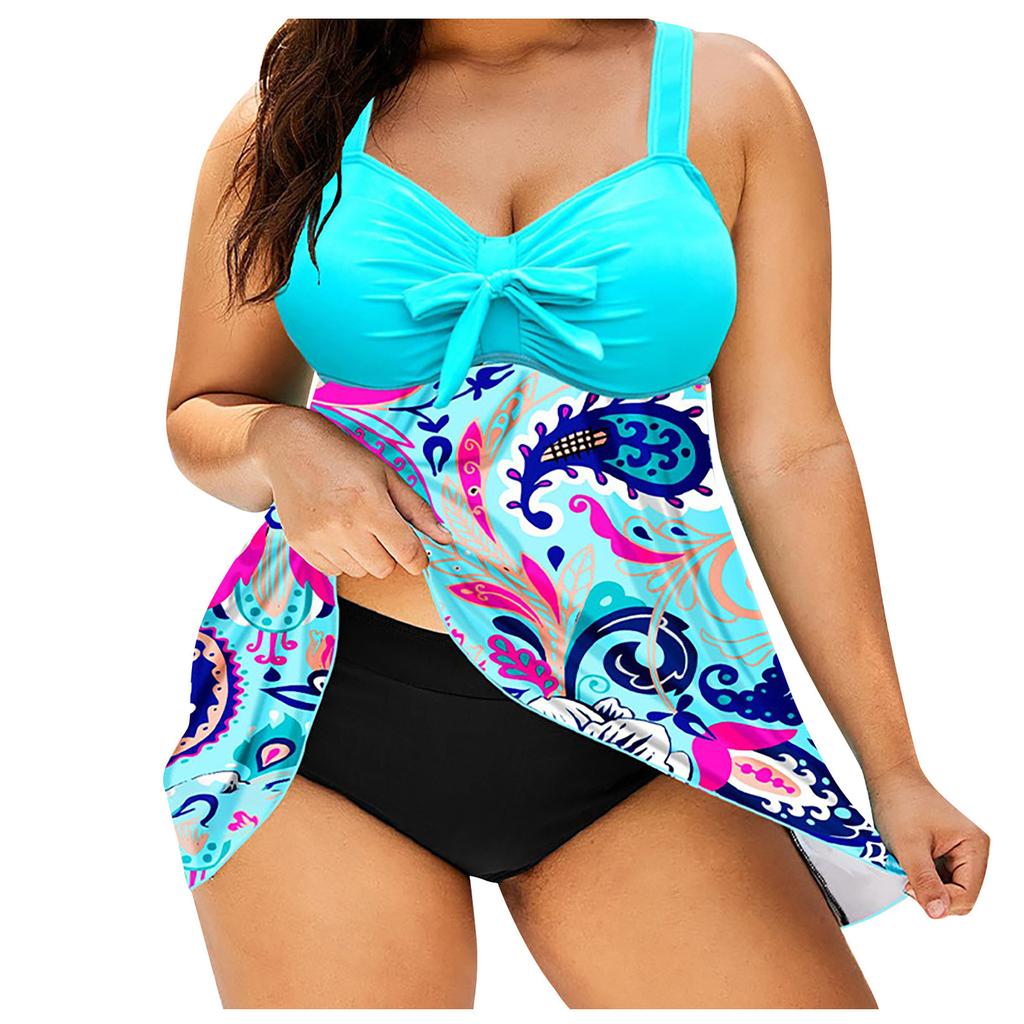 Women's Fashion Sling Printed Two-piece Boxer Swimsuit Swimsuit