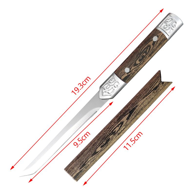 1 шт., портативный небольшой прямой нож для кемпинга и отдыха на природе, высокопрочный нож для фруктов из нержавеющей стали с рукояткой под имитацию дерева