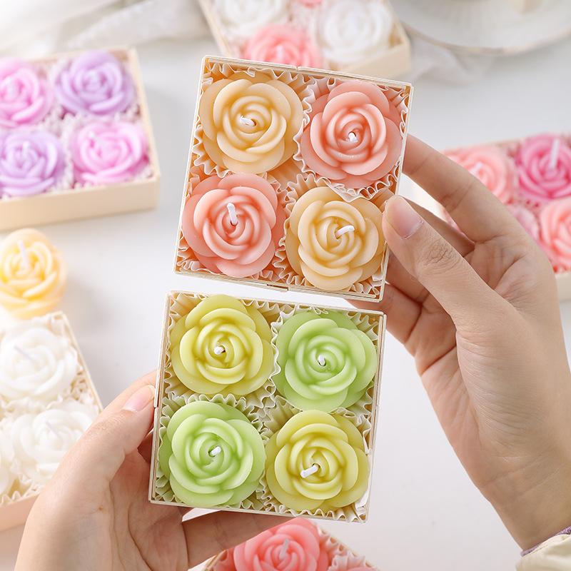 Valentine's Day & Diwali Rose Scented Aromatherapy Candles Soy Wax Handmade Home Decor for Weddings Romantic Occasions Holidays