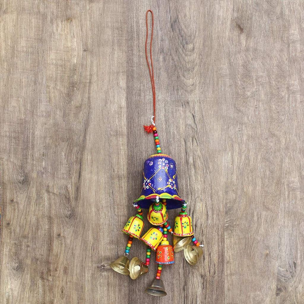 Multicolor Handcrafted Beautiful Bell Shaped Door Window Wall Hanging Wind Chimes Decorative Showpiece- Diwali Decoration Items for Home Decor