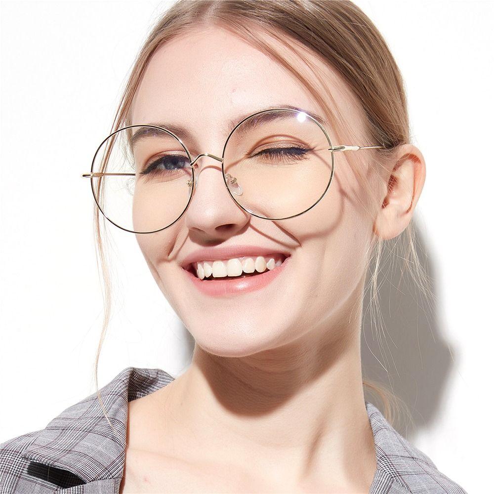 Fashion Round Glasses Women Men Metal Vintage Glasses Oversized Glasses Optical Eyeglass Frame Spectacles Eyeglasses