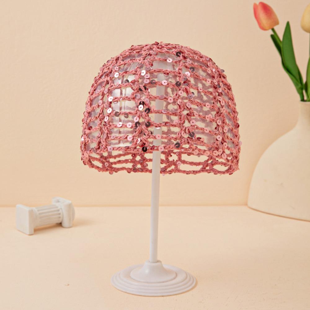 Thin Crochet Sequined Hat Elegant Bohemian Style Beanies Casual Weave Cap  Apparel Accessories