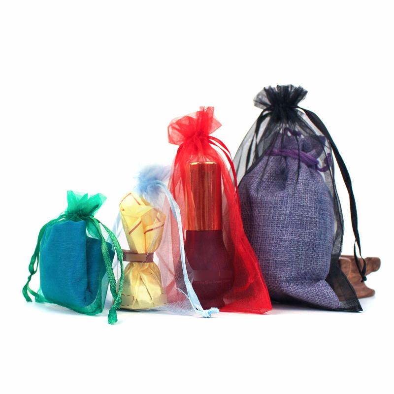 100PCS Various colors and sizes Organza Drawstring Bag Jewelry Packaging Bags Wedding Gift Storage Drawstring Pouches