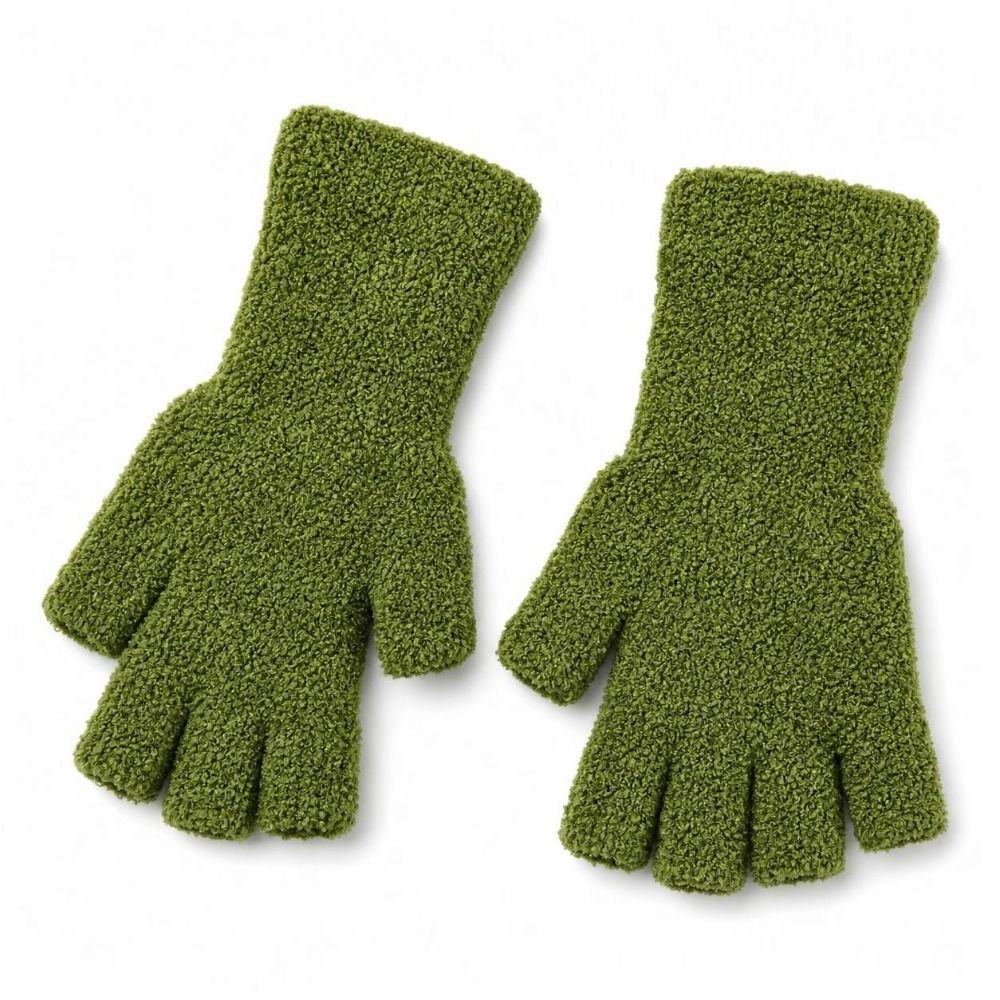 Coral Fleece Touchscreen Gloves Solid Color Writing Gloves Fingerless Gloves for men and women