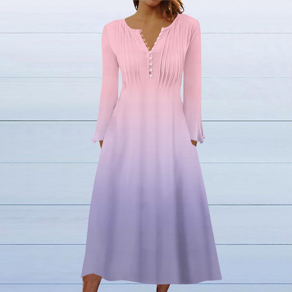 Модное женское повседневное модное однотонное платье с карманами и v-образным вырезом, пуловер с длинными рукавами