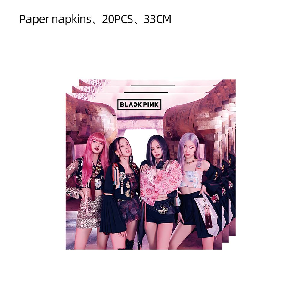 Посуда для дня рождения Blackpink включает Тарелки Салфетки Скатерти Стаканы