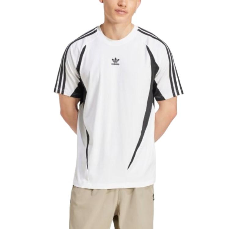 adidas Архивная мягкая хлопковая футболка с круглым вырезом и коротким рукавом для мужчин, белые и черные IZ4827