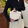 Spring/Summer Fashion Solid Color Small Handbag Art Retro Woven Shoulder Bag Hollow Mini Cute Crossbody Bucket Bag CLE