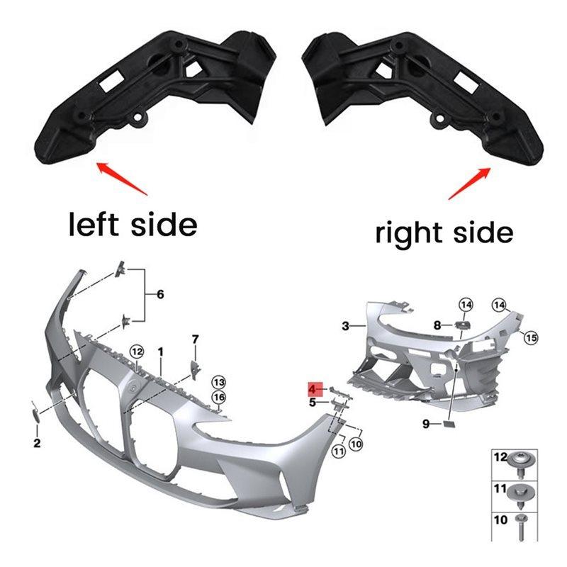 For BMW G80 G82 G83 M3 - Front Bumper Upper Guide Bracket 1 Pair- Inner Bar L+ R 51118069417 51118069418