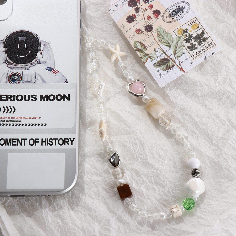 Phone Charms Beaded Phone Chain Star Pearl Mobile Lanyard Trendy Pendant Phone Strap Jewelry Gift