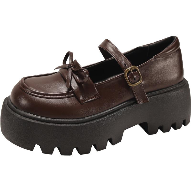 Черные туфли на платформе в британском стиле, женские, новые весенние туфли 2025 года, юбка, неглубокий вырез, туфли Мэри Джейн