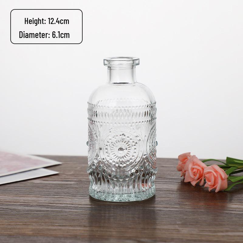 Small French Retro Glass Hydroponic Vase for Home Decor