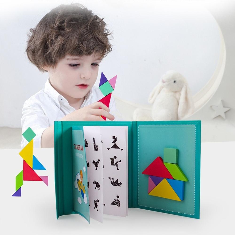 Магнитная 3D-головоломка Jigsaw Tangram Game Монтессори Learning Обучающие настольные игры для рисования Игрушка в подарок для детей Головоломка