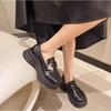 Маленькие кожаные туфли на платформе в британском стиле женские 2025 новые весенние модели универсальные декоративные jk одинарные туфли лоферы на платформе ins тренд