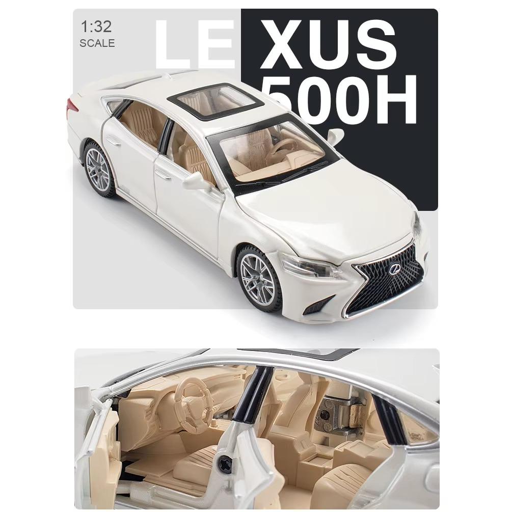 1/32 Lexus LS500H Игрушечная машинка для детей, литая под давлением, миниатюрная модель, открывающиеся двери, звук и свет, коллекция, подарок для мальчика