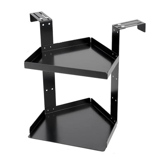 Угловая полка-органайзер для кубикла с крючками, регулируемая по высоте, 2-ярусная металлическая полка, офисная угловая книжная полка