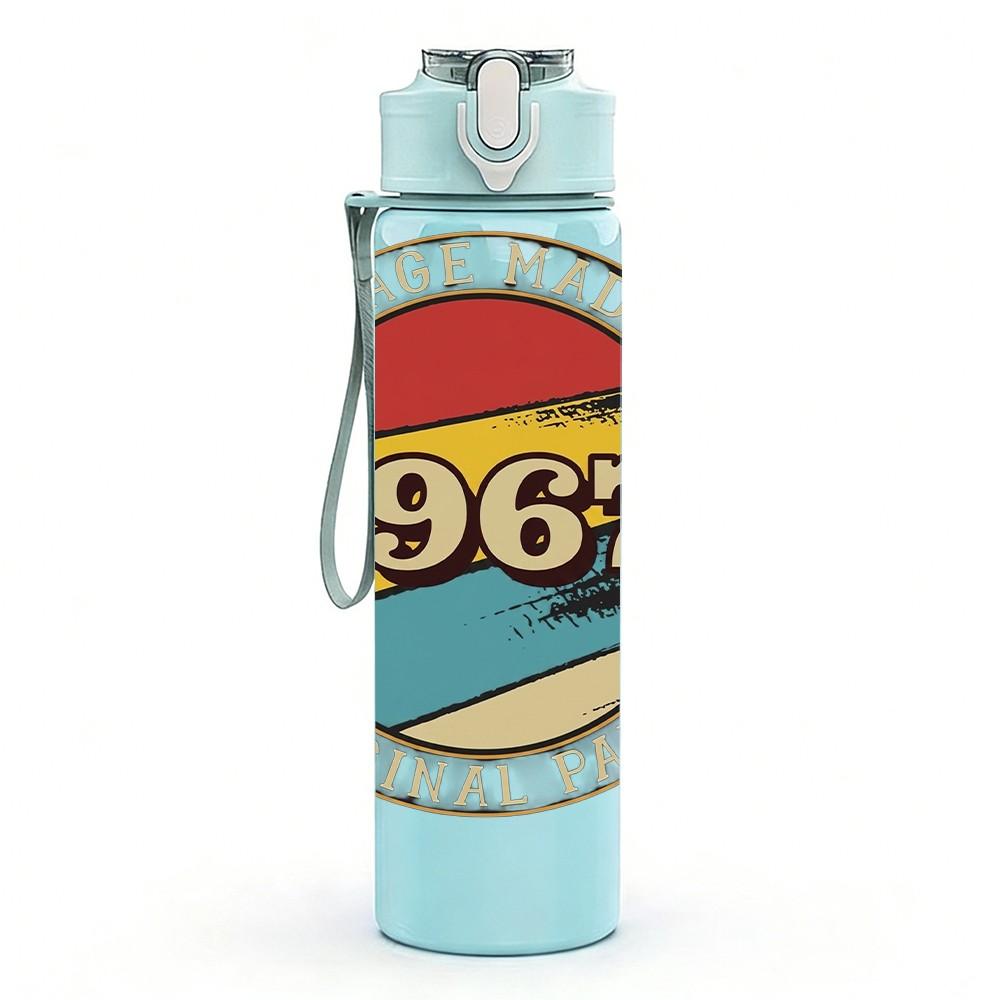 1PC 1967 Round Coin 750ml sports water bottle leakproof straw lid outdoor office home