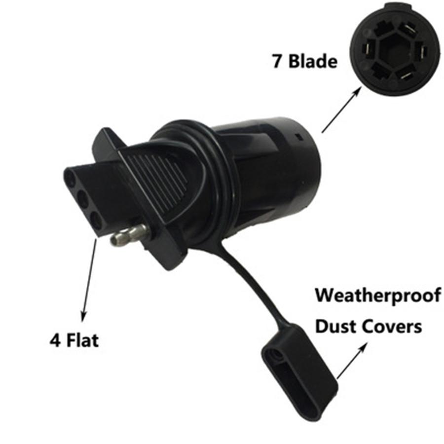 7-контактный круглый на 4-контактный плоский адаптер-вилка для дома на колесах, прицепа, кемпера