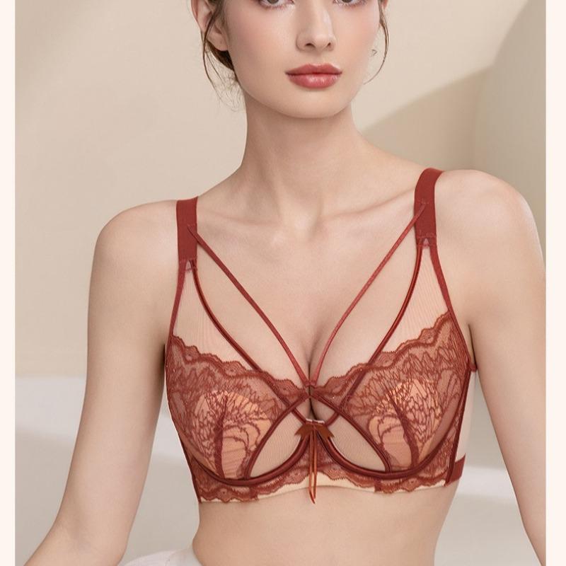 Кружевной бюстгальтер с чашками в виде кроличьих ушек, тонкий, приподнимающий и поддерживающий, хрустальный бюстгальтер, который визуально уменьшает большую грудь