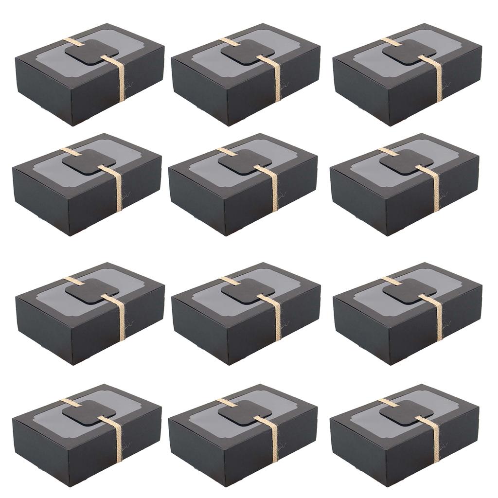 12PCS Large Paper Box with Clear Window Paper Bakery Box for Cake Candy Biscuits Cookies DIY Gifts Durable and Portable