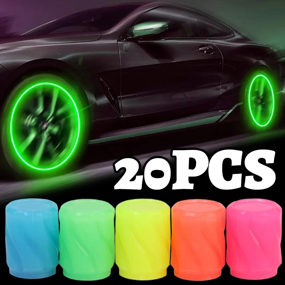 Светящиеся колпачки для автомобильных шин, пылезащитный защитный чехол для автомобильных шин, светящиеся в темноте декоративные аксессуары