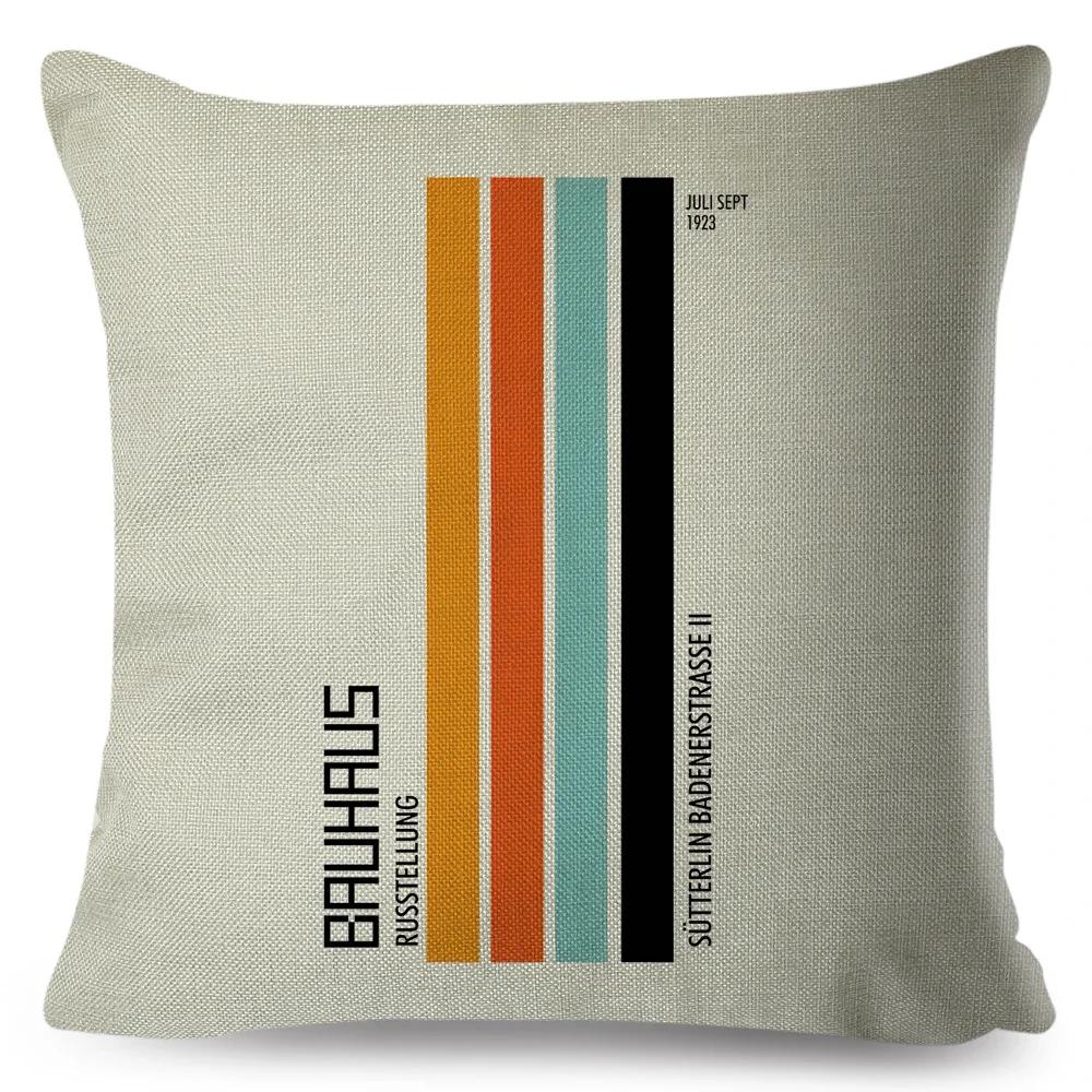 Nordic Polyester Throw Pillow Case for Sofa Minimalist Color Block Double Print Cushion Cover Decor Bauhaus Modern Pillowcase