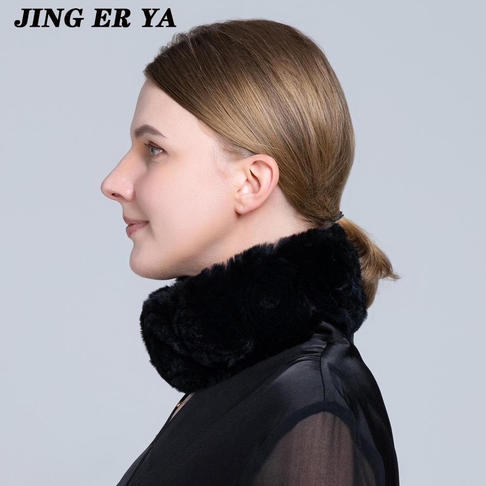 JINGERYA женский натуральный мех ручной работы эластичный меховой шарф вязать из натурального меха кролика рекс повязки на голову для девочек натуральный мех кольцо капюшон снуд шарфы зимние