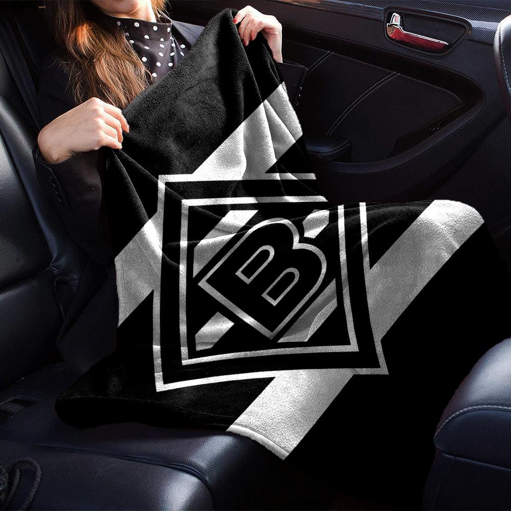 Borussia Horizontal Stripe Logo Print Fleece Blanket Soccer Fan Soft Warm Throw Blanket for Sofa Couch Bedroom Home Decor Gift
