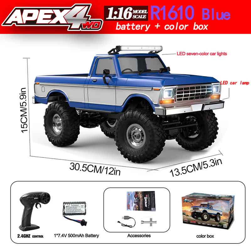 1:16 4WD Rc Car Full Scale 2.4G Off-Road Remote Control Cars With LED Monster Trucks Race Cars Model Toys For Kids Adult Gifts
