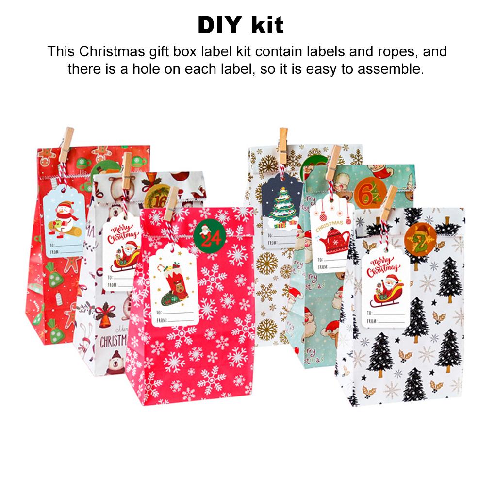 150 шт. рождественских упаковочных пакетов, подвесные бирки с веревками, этикетки из крафт-бумаги, украшения своими руками, аксессуары для упаковки зимних праздников