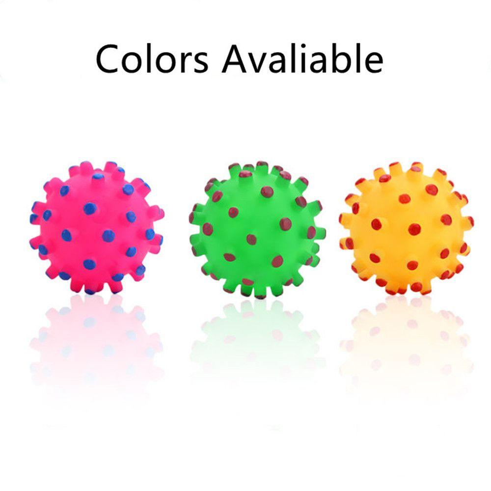 Color Interactive Play Teeth Cleaning Crazy Soft Rubber Dog Chew Ball Squeaky Sound Funny Pet Toys