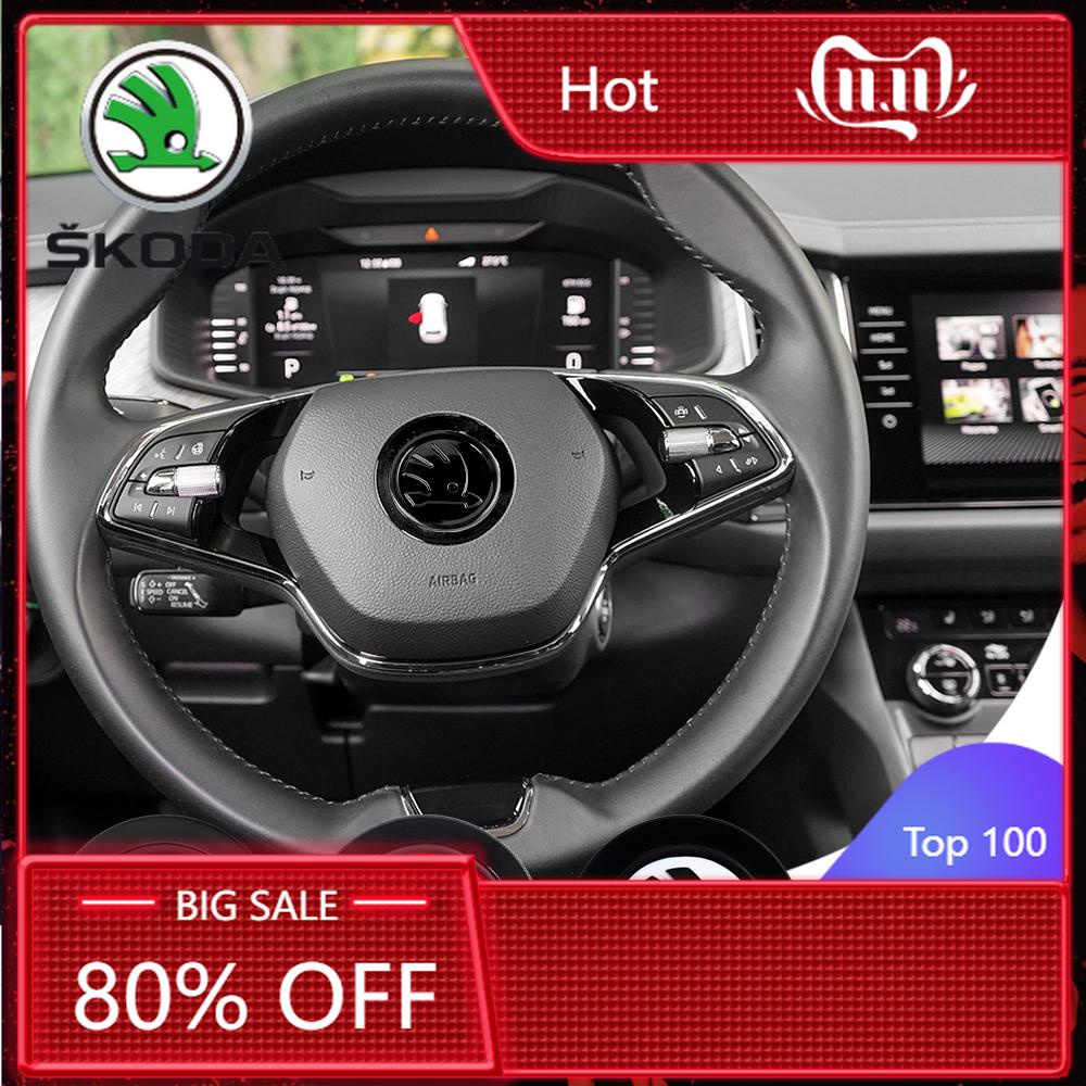 Car Sticker 2025 New 1Pcs 63MM ABS Car Steering Wheel Badge Sticker Decoration For Skoda Octavia Rapid Fabia A7 Superb KAMIQ Roo