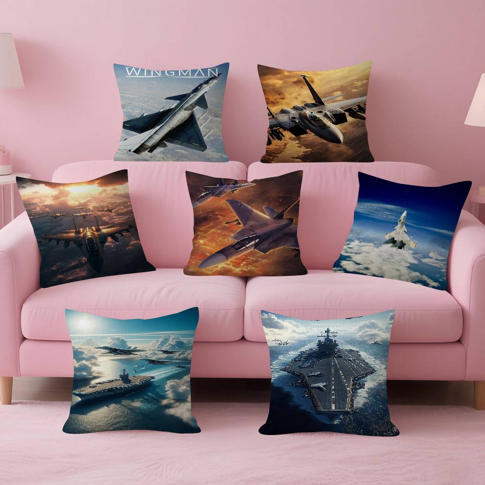 MMilitary Aircraft Fighter Enthusiasts Stitch Lucky Dragon Pillow Cover Sofa Cushion Cover Home Room Decoration Children Gift