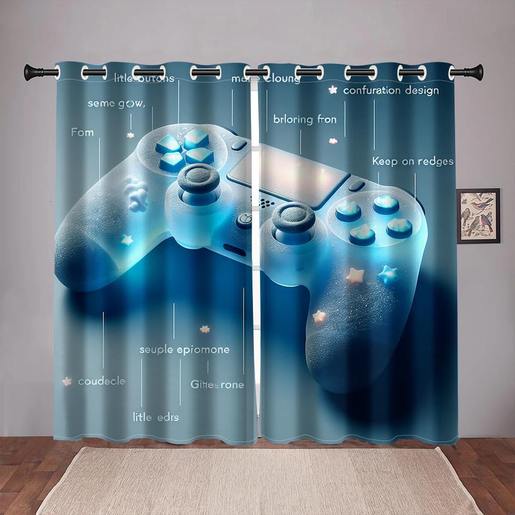 Cool Gamepad Switch Gamer Curtains for Boys Bedroom Graffiti Words Video Games Window Drapes Game Players Living Room Decoration