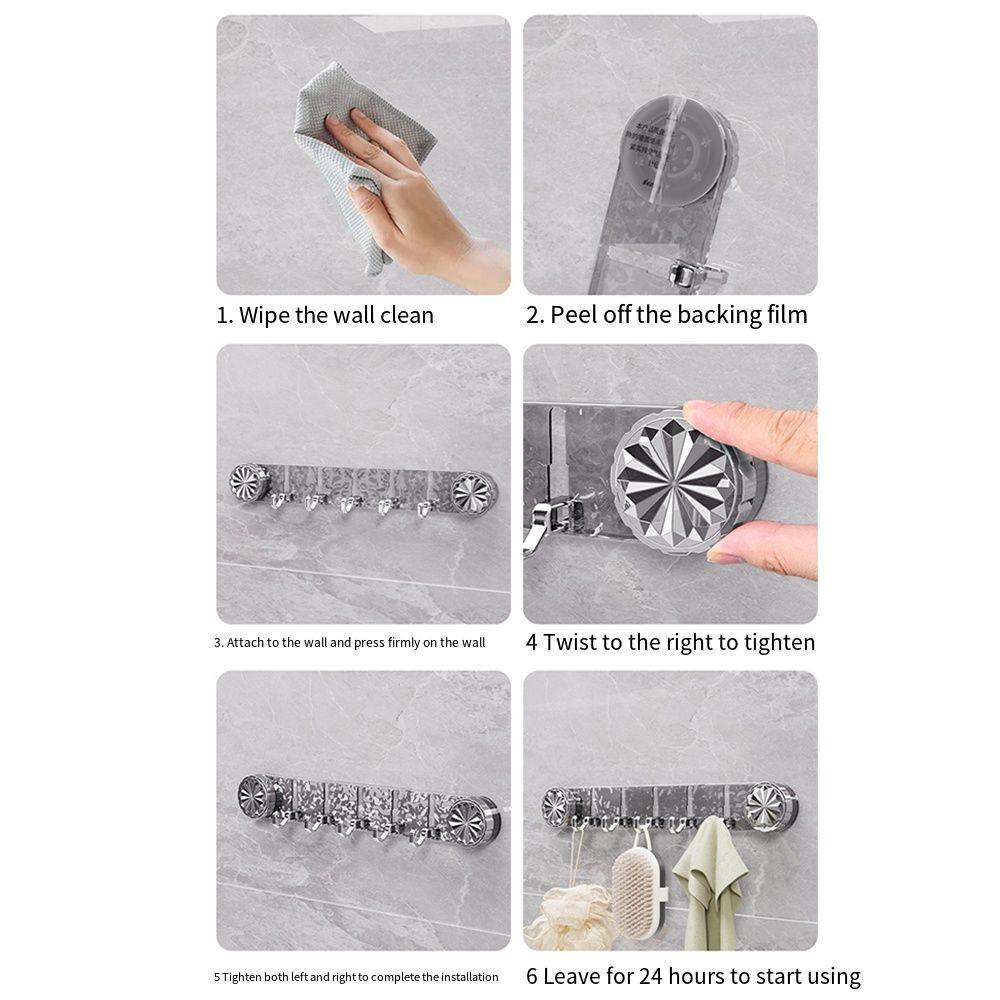 Transparent Wall Mounted Corrugated Row Hook 5 Hooks Sundries Storage Hook  Bathroom Accessories