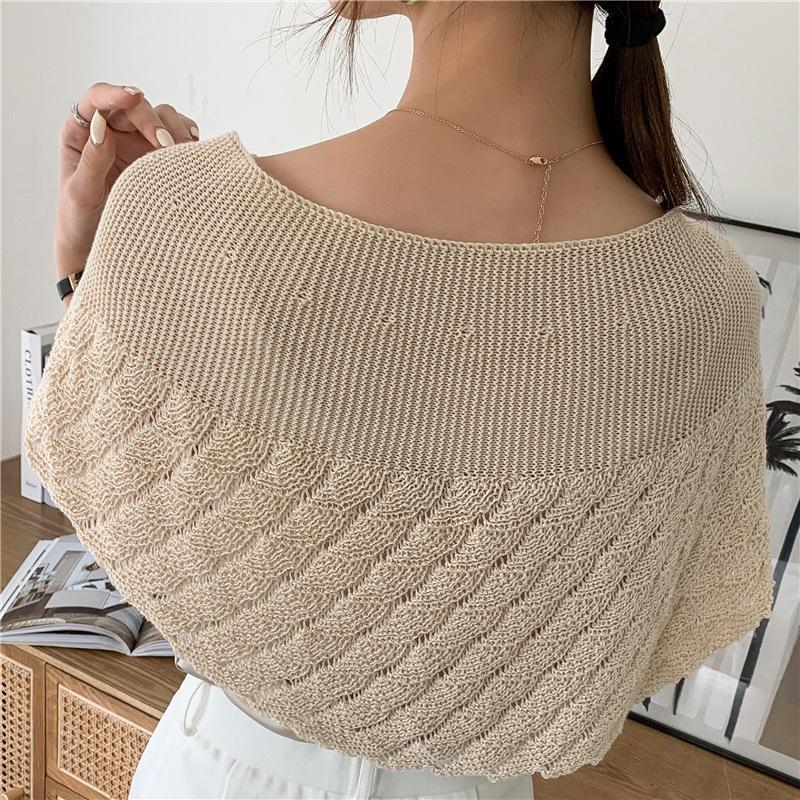 Women's Sweet Crochet Lace Tassels Knit Wide Collar Cape Shawl