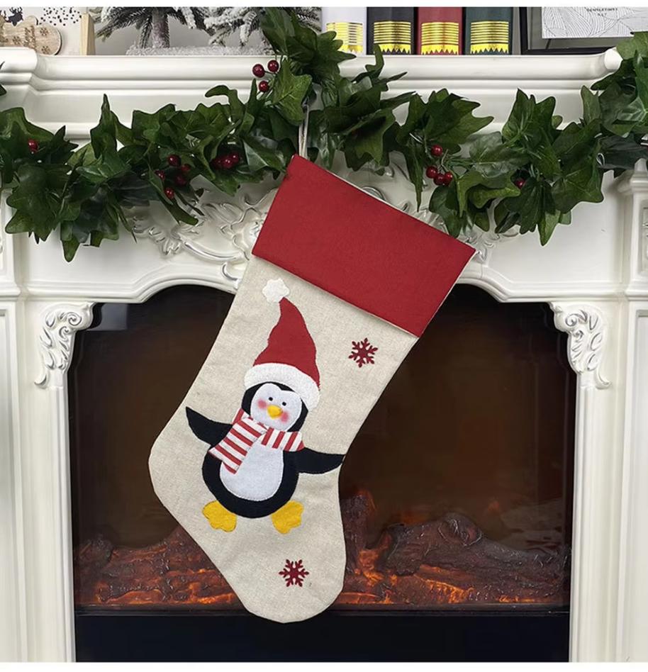 Customized Large Christmas Stocking Santa Snowman Candy Gift Socks Tree Ornament Decorations for Family Holiday Xmas Party Decor