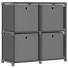 VidaXL 4-Cube Shelving Unit with Boxes Storage Rack Bookcase Home Organizer Storage Cube Interior 322601