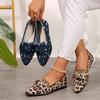 Pointed Flat-Bottomed Fly-Woven Casual Shoes Women'S Large-Size Foot-Set Bow One-Pedal Work Shoes
