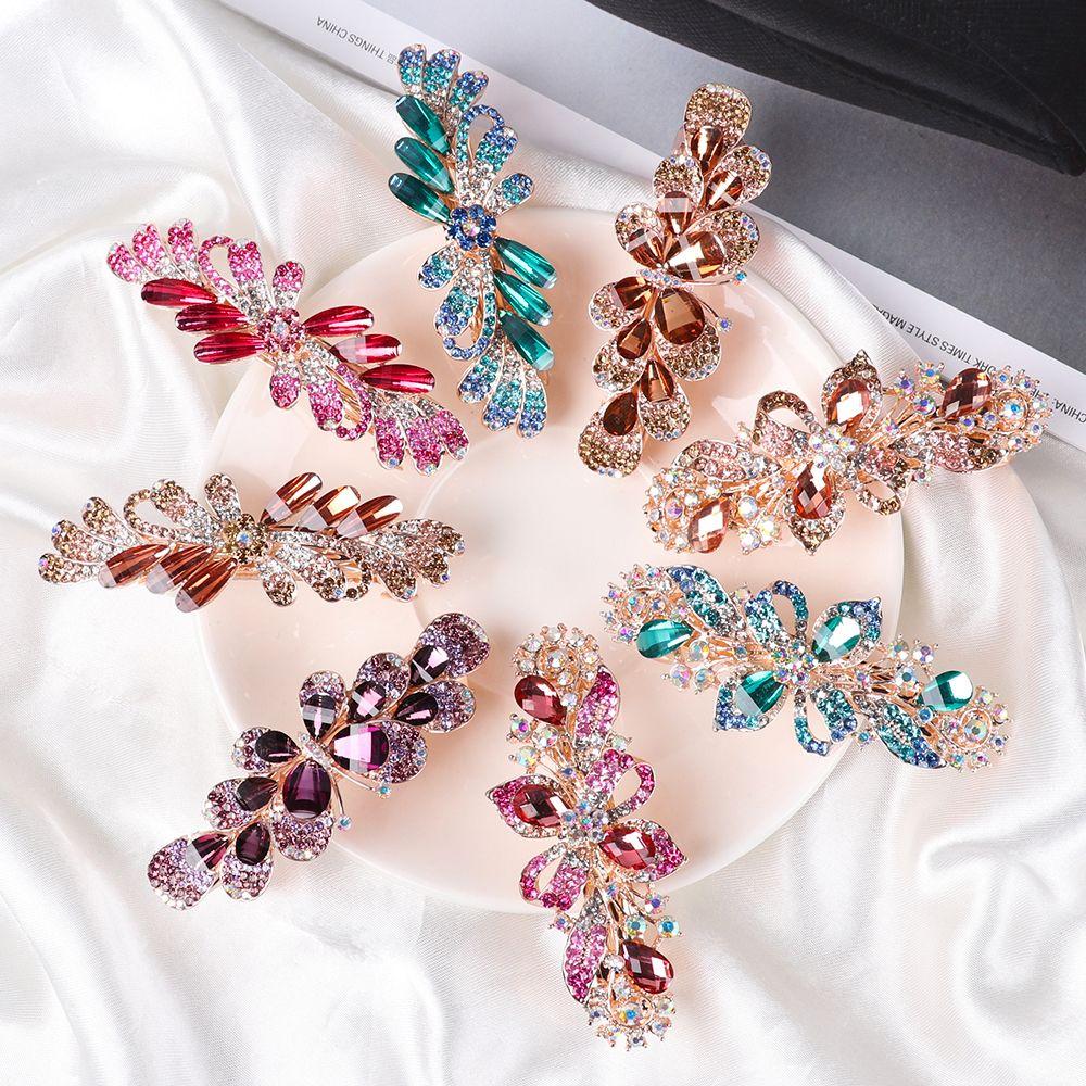 Аксессуары для головных уборов Диадема Цветочные заколки Держатель для конского хвоста Головной убор Кристаллическая заколка для волос