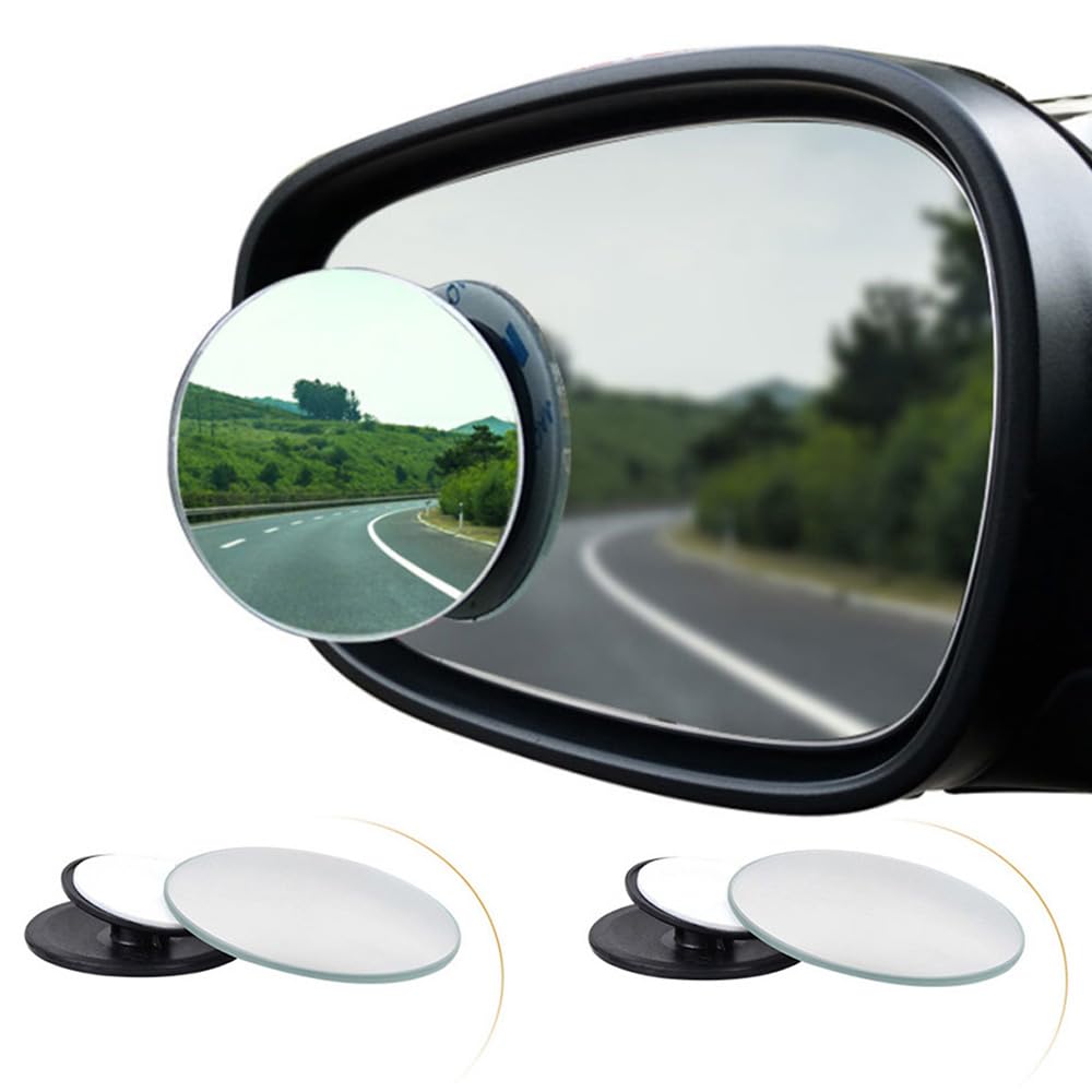 Blind Spot Mirrors for Cars, 2 Pack Round Frameless Blind Spot Adhesive Rotate Adjustable HD Glass Convex Side Mirror for Car SUV Van Truck Universal